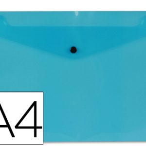 CARPETA SOBRE A4 AZUL TRANSPARENTE LIDERPAPEL