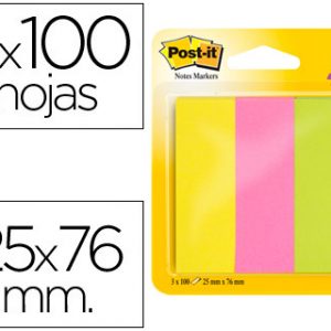 BANDERITS POST-IT 25X76 3 COLORES NEON