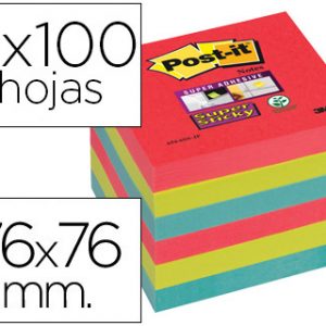 NOTA ADHESIVA POST-IT 76X76 6 COLORES 100H