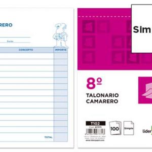 TALONARIO CAMARERO 8º LIDERPAPEL SIMPLE SIN IVA