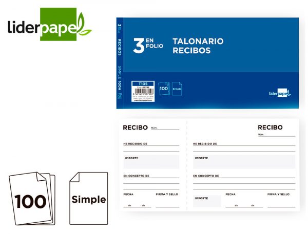 TALONARIO RECIBO CON MATRIZ LIDERPAPEL